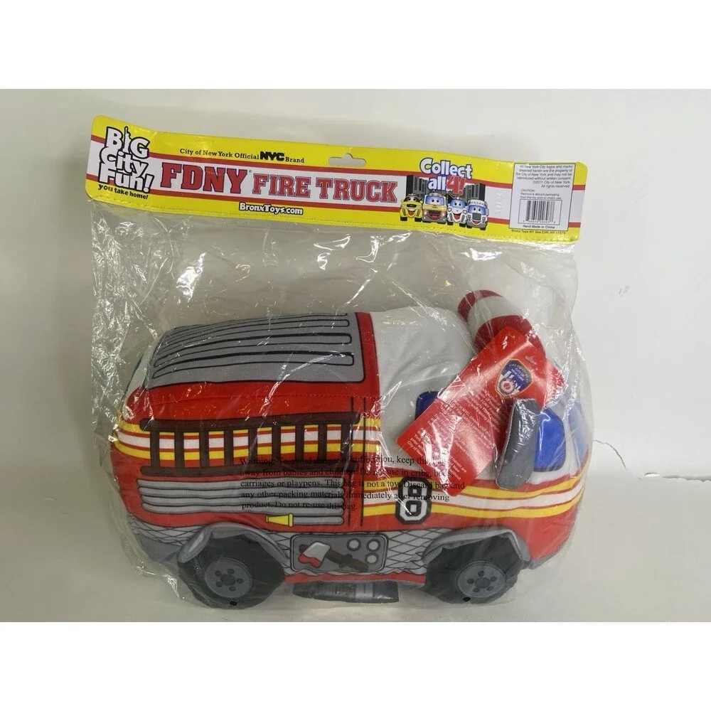 FDNY Fire Truck New York Plush Stuffed Toy Authentic by Bronx Toys NEW
